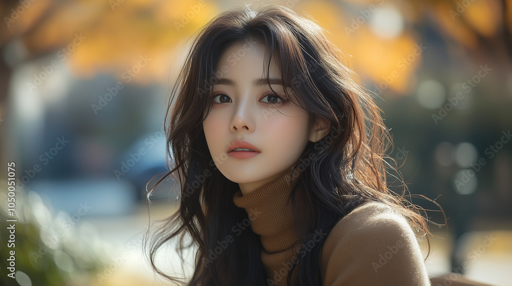 Naklejka premium 美女,女性,美しい, 顔, モデル,日本,韓国,中国,アジア,カフェ,ファッション