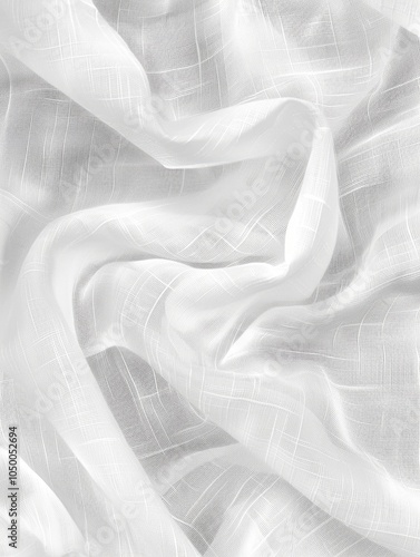 White fabric with a pattern of holes and a white background. The fabric is folded and has a texture that looks like it's made of tissue paper