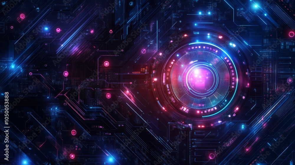 Futuristic Abstract Technology Background with Neon Lights Futuristic Abstract Technology Background with Neon Lights