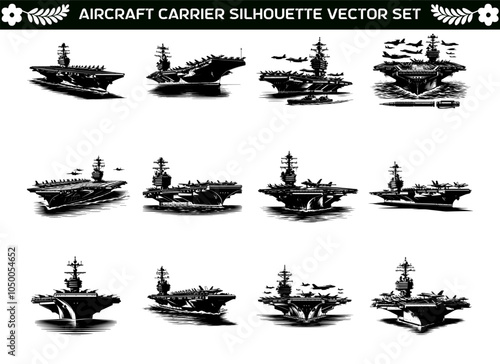 Aircraft Carrier Silhouette Vector Illustration Bundle photo