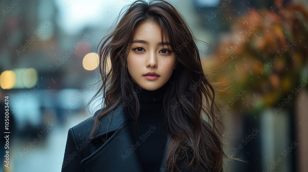 Obraz premium 美女, 女性, 美しい, 顔, モデル, 日本, 韓国, 中国, アジア, カフェ, ファッション