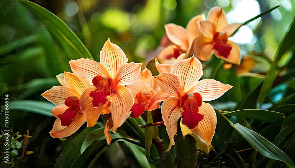 Obraz premium boat orchids bloom beautiful garden setting close