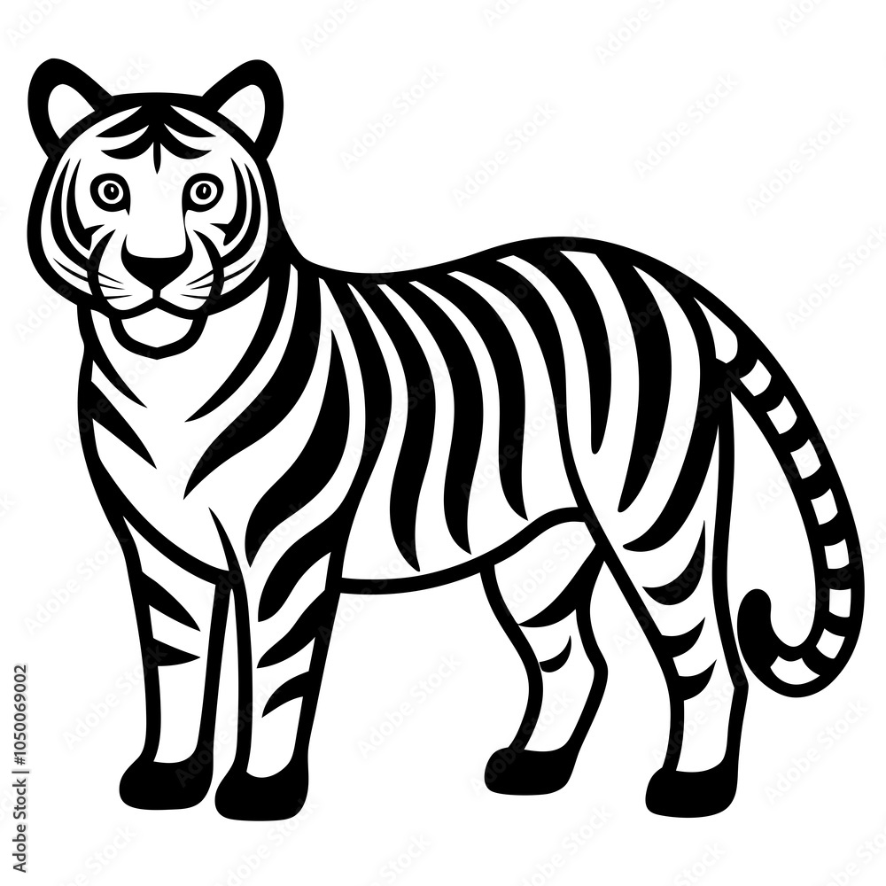 Fototapeta premium Bengal Tiger icon vector silhouette on white background