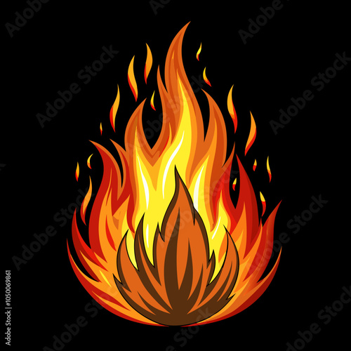 Fire vector illustration an black background