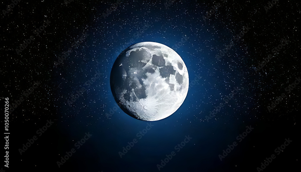 Fototapeta premium dark full moon shines brightly space nighttime sky