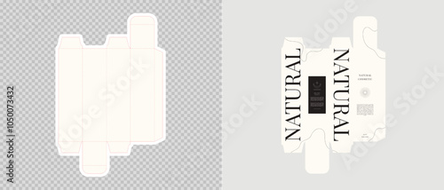Cardboard box template. Cosmetic package box design. Vector illustration.