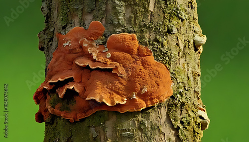 fungal growth found apple tree trunks areas caused bracket fungus species phellinus pomaceus phellinus igniarius photo