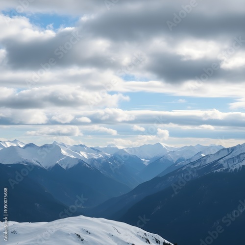 Wallpaper Mural Breathtaking view of the snowy mountains under the cloudy sky Torontodigital.ca
