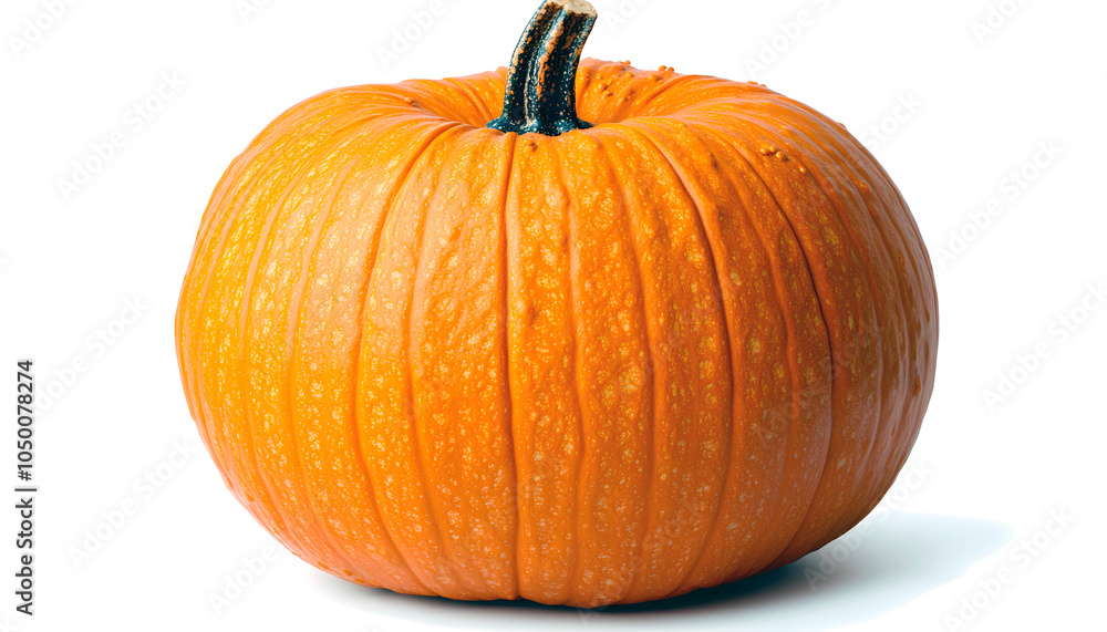 Obraz premium Vibrant Orange Pumpkin With Textured Surface on White Background