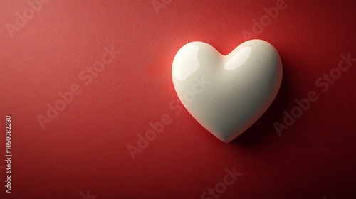 A white heart-shaped object on a red background, symbolizing love and affection.