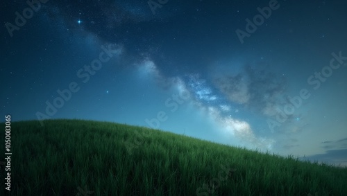 Tranquil hill under starlit sky