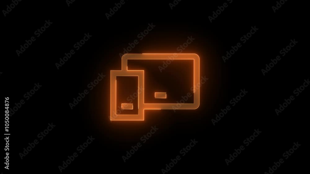 Mobile tablet stroke icon glowing neon animation Mobile tablet stroke icon glowing neon animation