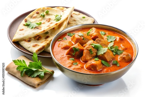 Butter Chicken and Naan isolated  photo