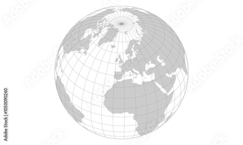 Grey world map point in Eurozone with grid line view from outer space. Vector Map Illustration.