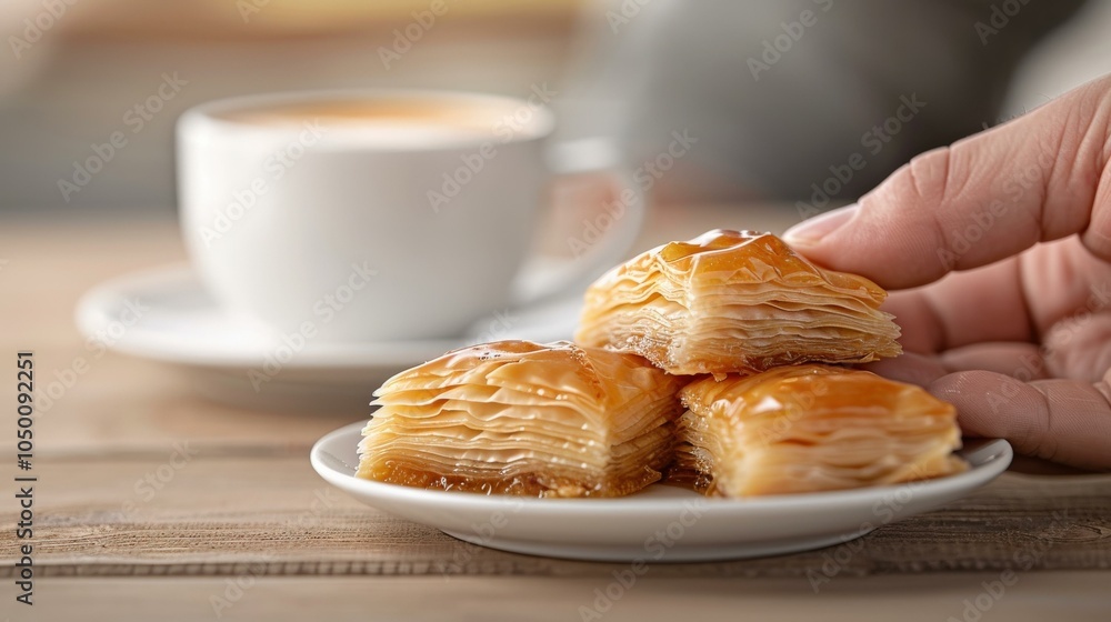 Baklava with layers of crispy pastry and sweet honey-nut filling Baklava with layers of crispy pastry and sweet honey-nut filling