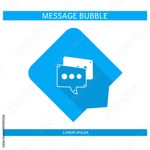 Design icon. Message bubble icon symbol in flat. Message bubble symbol design in flat with shadows. Stock vector.