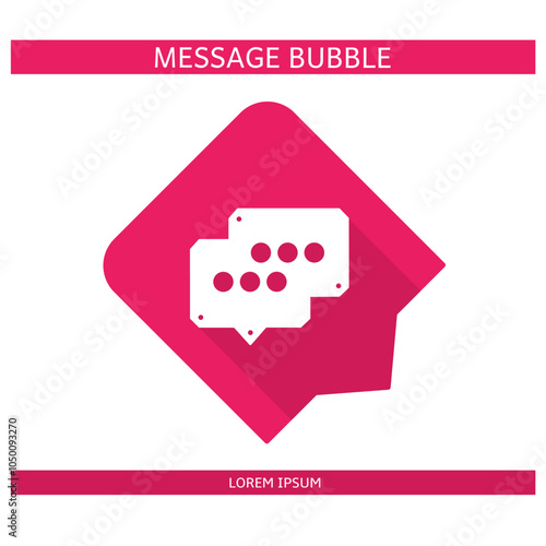 Design icon. Message bubble icon symbol in flat. Message bubble symbol design in flat with shadows. Stock vector.