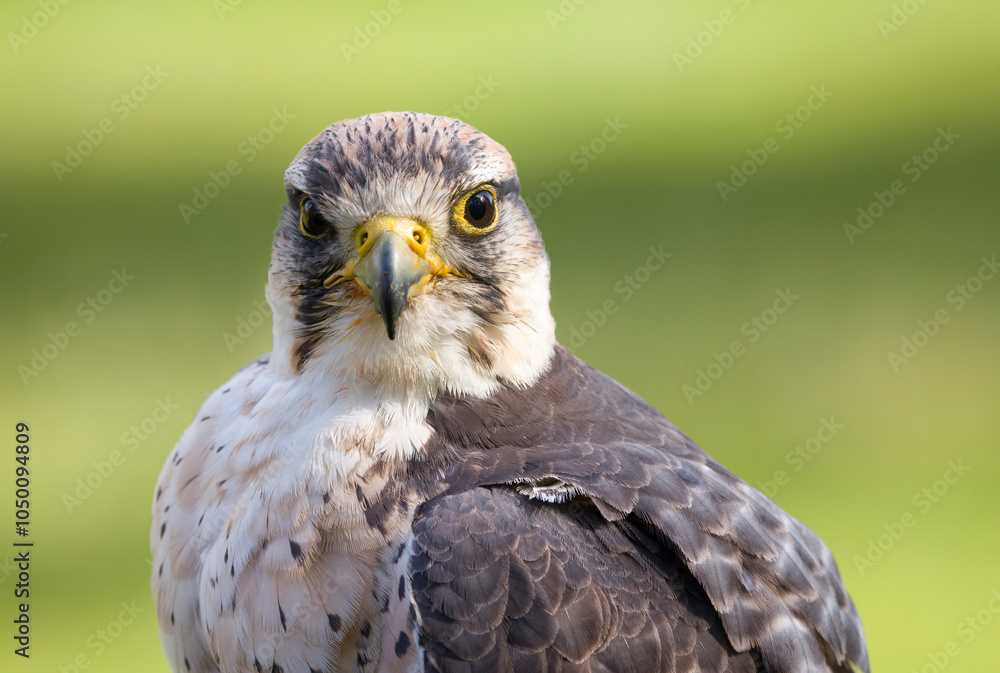 Obraz premium Lanner falcon, Falco biarmicus, bird of prey animal portrait, UK