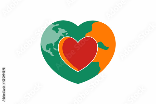 World Humanitarian Day heart and globe vector illustration