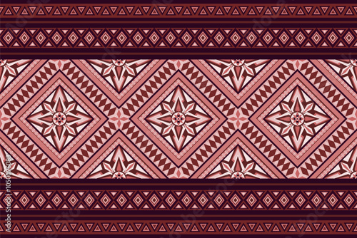 Red pink flower fabric pater 
