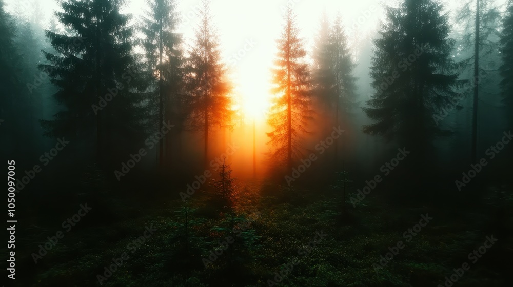 Golden sunset light streams enchantingly through a dense forest, silhouetting trees against a mesmerizing sky, evoking playfulness and wonder with its ethereal glow. Golden sunset light streams enchantingly through a dense forest, silhouetting trees against a mesmerizing sky, evoking playfulness and wonder with its ethereal glow.