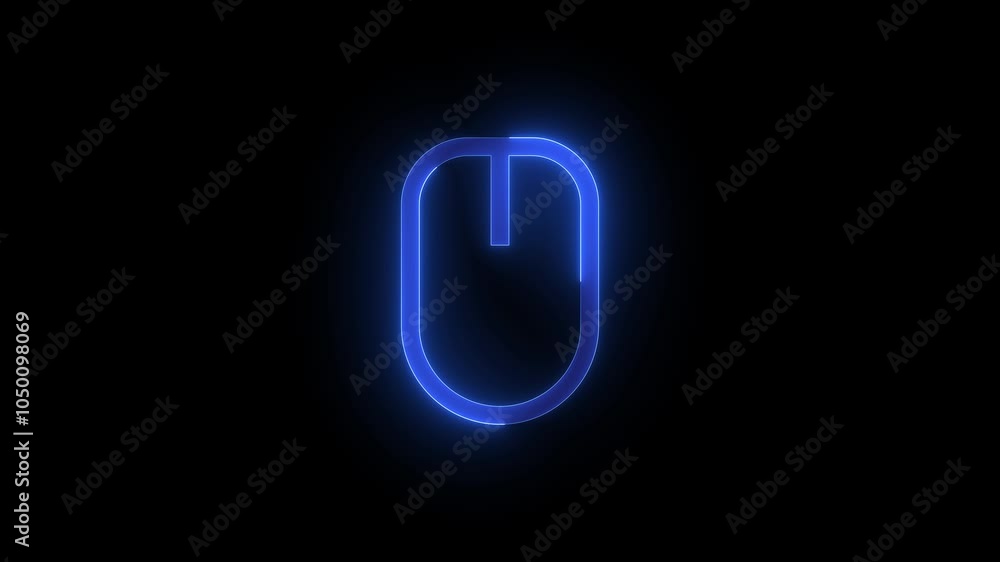 Mouse stroke icon glowing neon animation Mouse stroke icon glowing neon animation