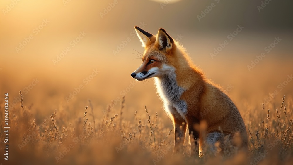 Majestic fox in field exuding wisdom Majestic fox in field exuding wisdom