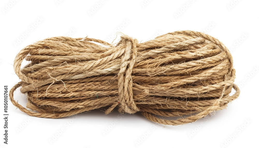Broken hemp rope on white background, illustration. Broken hemp rope on white background, illustration.