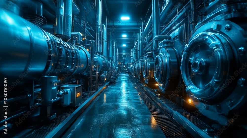 Generator room with redundant power and cooling technical photography settings Generator room with redundant power and cooling technical photography settings