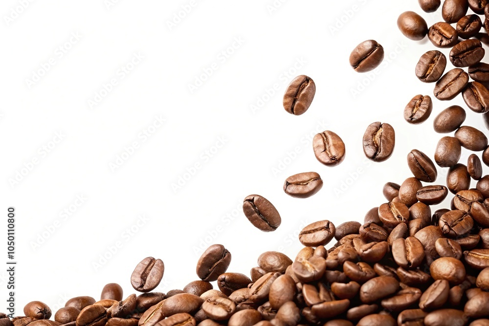 Naklejka premium Falling coffee bean on white background