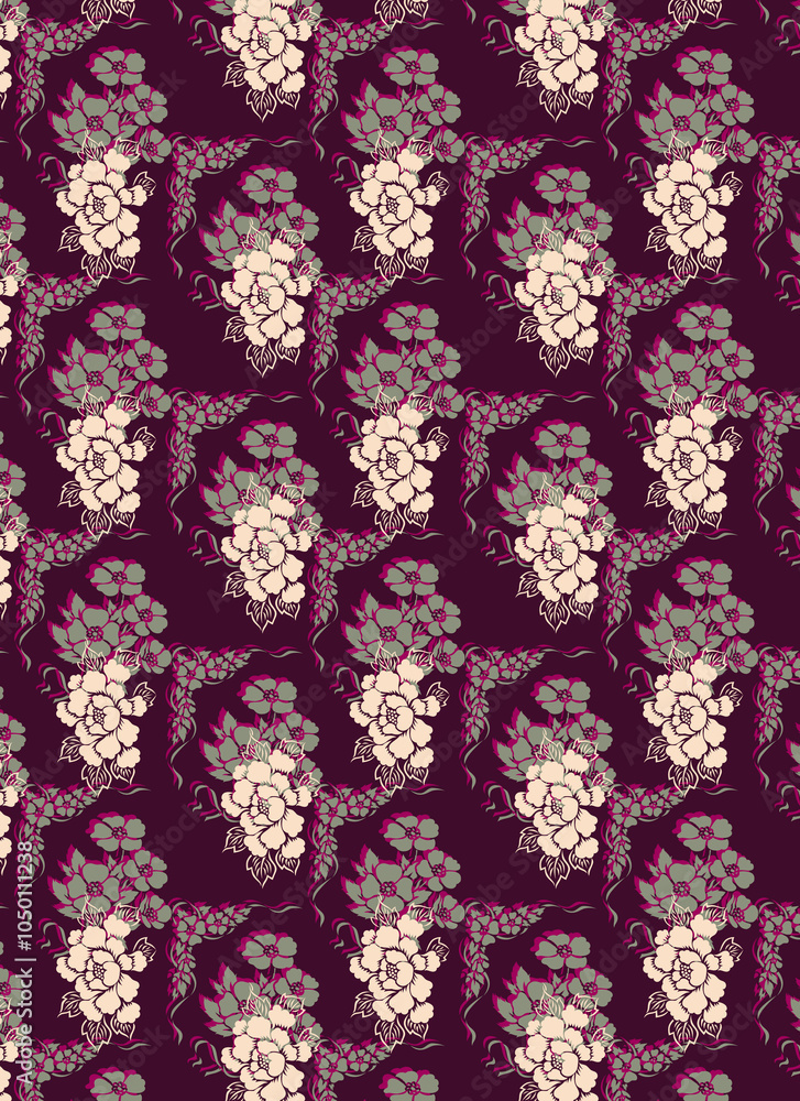 seamless beautiful wallpaper cards all over design floral leaf vintage ornament Victorian ethnic geometric print paisley