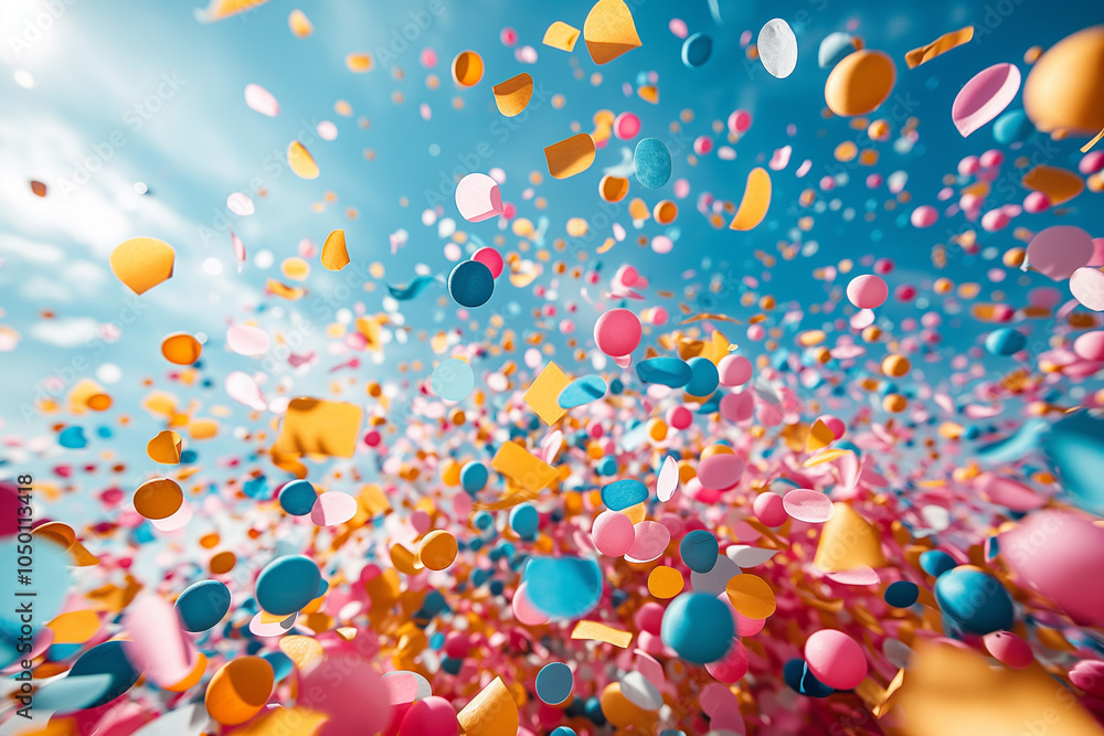 Abstract festive wallpaper with colorful falling confetti. Background, illustration. Celebration, party, holiday. Abstract festive wallpaper with colorful falling confetti. Background, illustration. Celebration, party, holiday.