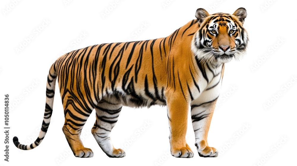 Fototapeta premium A beautiful white tiger isolated on a white background