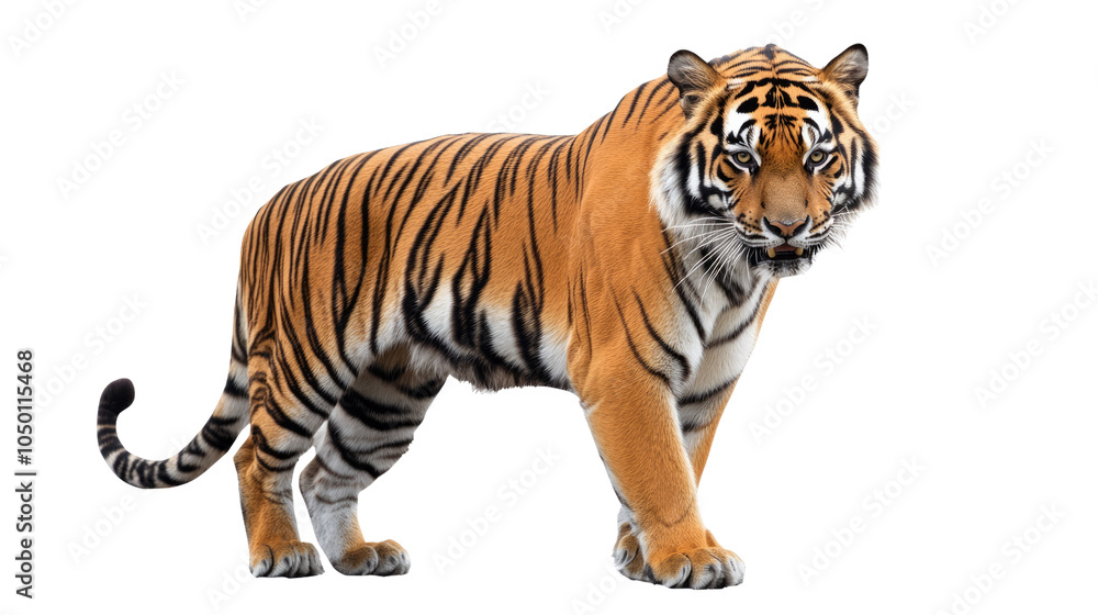 Naklejka premium A beautiful white tiger isolated on a white background