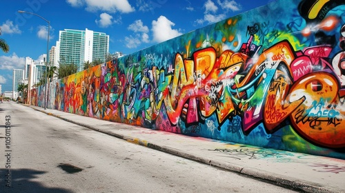 Graffiti Art on the street wall in the Wynwood area, Miami Florida photo