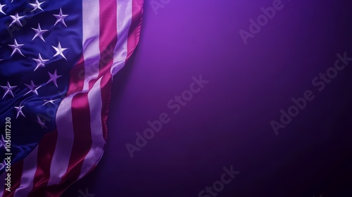 American Flag with Purple Background