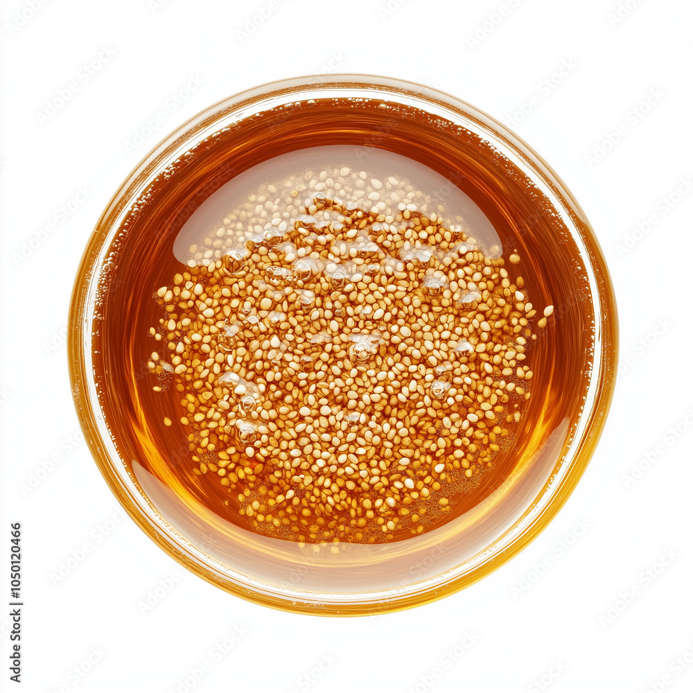 Sesame Seed Oil on White Background