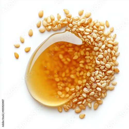 Sesame Seed Oil on White Background