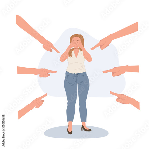 Overweight Woman Crying and Covering Face. Body Shaming and Mental Health Impact on Self Esteem
