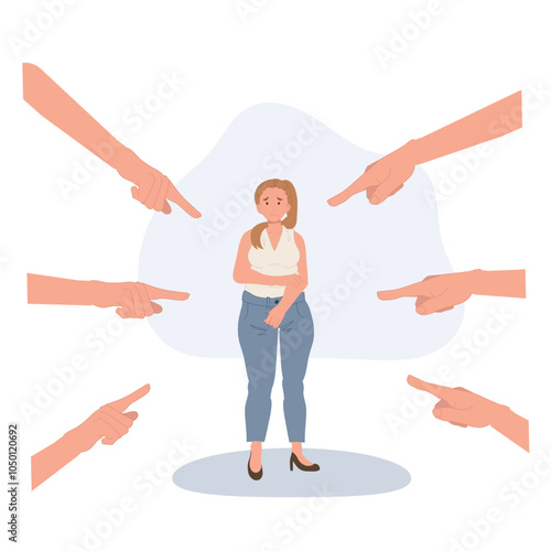 Bullying and Body Shaming. Plus Size Woman Facing Social Criticism and Body Judgments