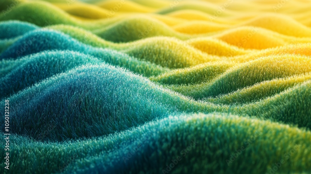 Isometric 3D rendering of vibrant sunny meadow with softtextured grass Isometric 3D rendering of vibrant sunny meadow with softtextured grass
