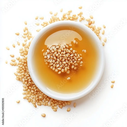 Sesame Seed Oil on White Background photo