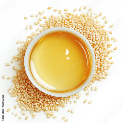 Sesame Seed Oil on White Background photo