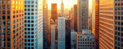 Highdefinition panorama of a capital s central business district, skyscrapers in golden hour photo