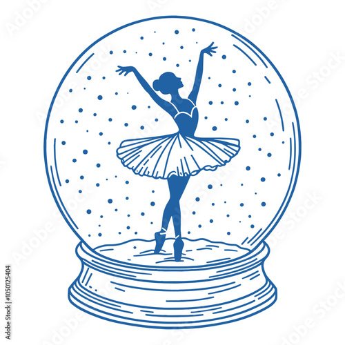 ballerina dancing in a snow globe sketch