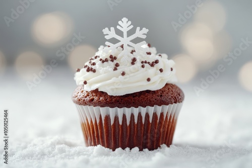 Delightful Winter Cupcake Topped with Frosting and Sprinkles Perfect for Holiday Celebrations and Festive Gatherings