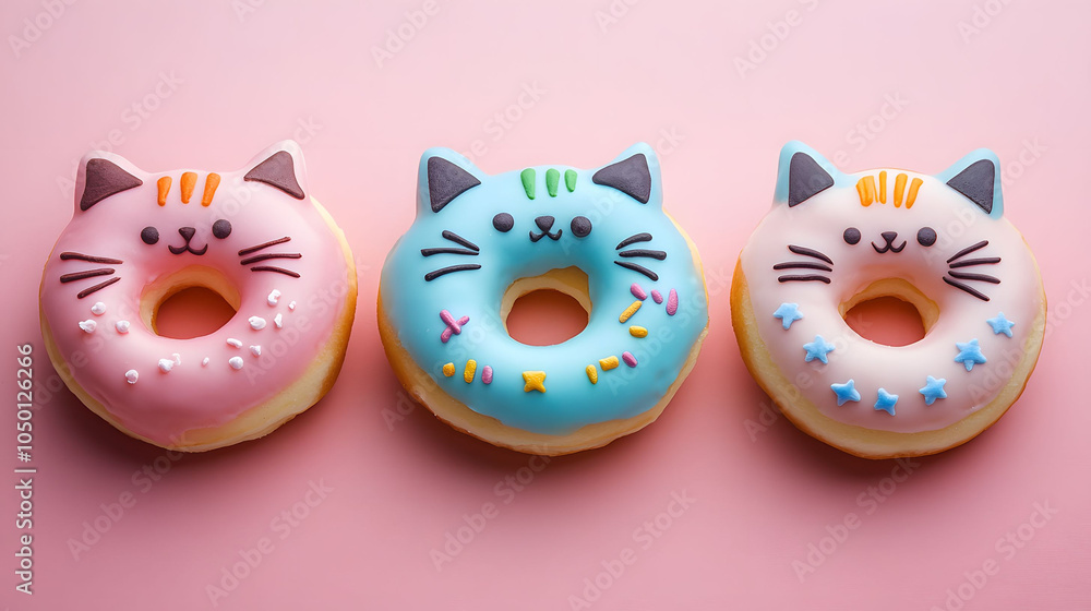 Obraz premium A colorful assortment of donuts featuring icing and sprinkles