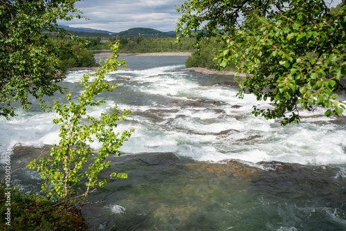 Malselvfossen waterfall in Norway in summer photo