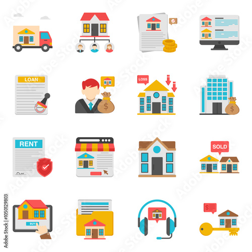 Set of Estate and Property Flat Icons 

