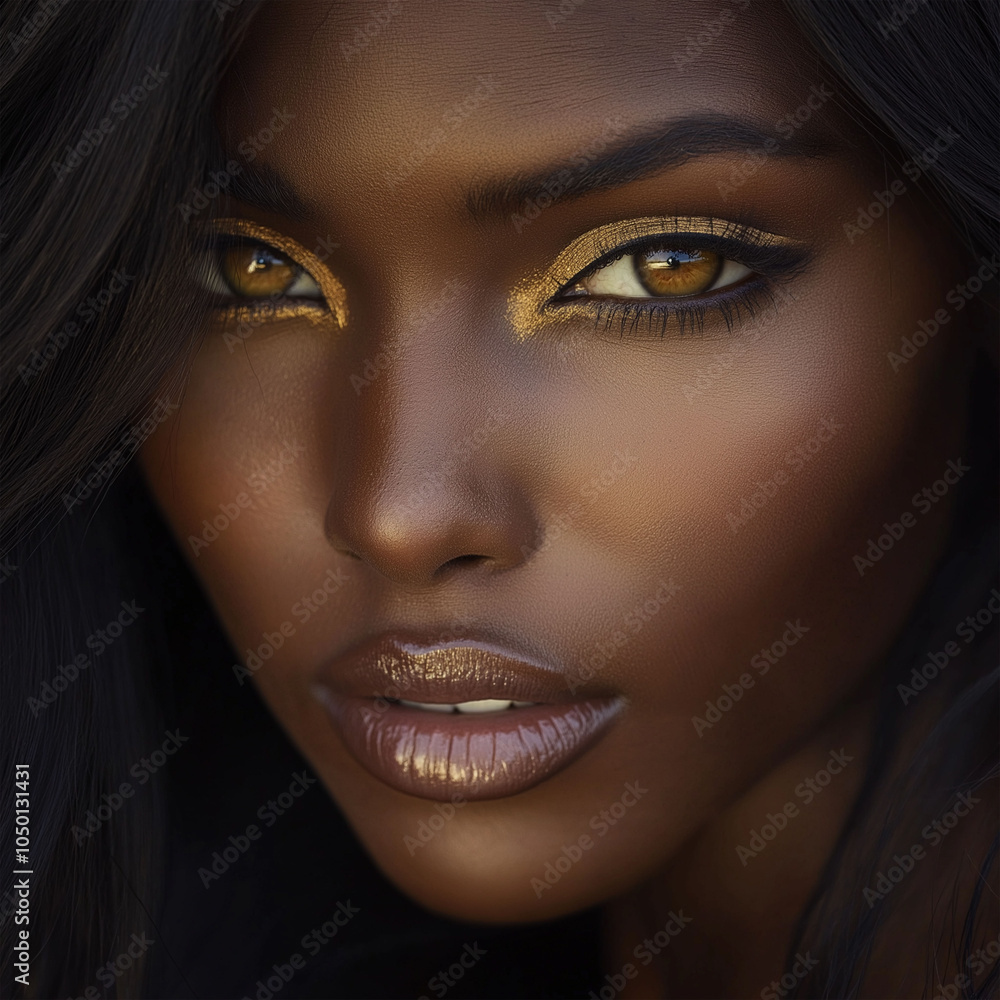 Close up of a woman's face with dark skin, suitable for beauty or skincare concepts Close up of a woman's face with dark skin, suitable for beauty or skincare concepts